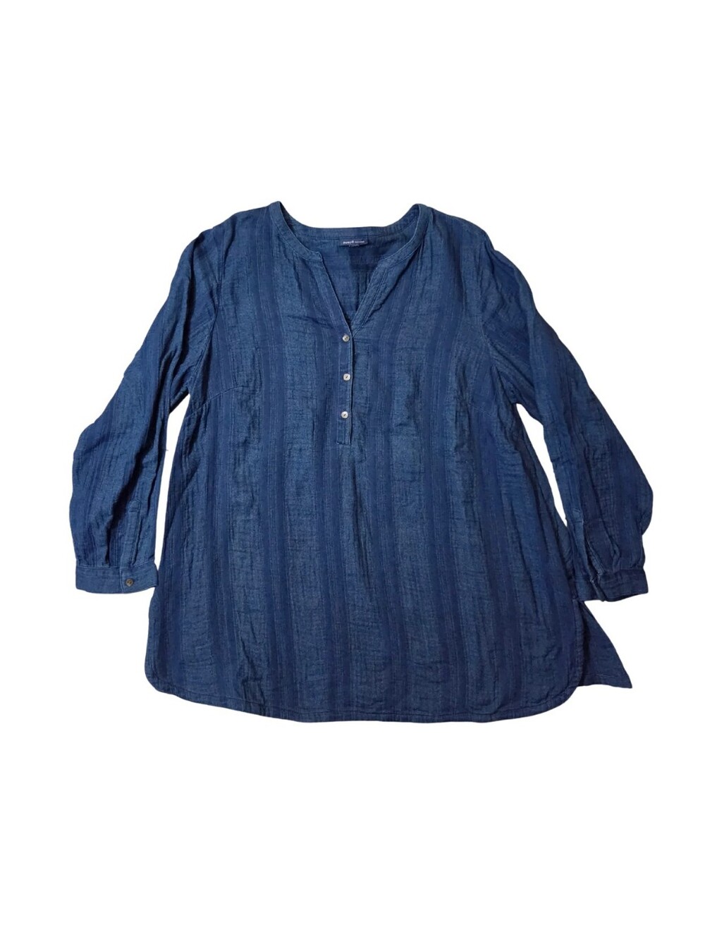 Women's Indigo Button-Front Tunic Top by